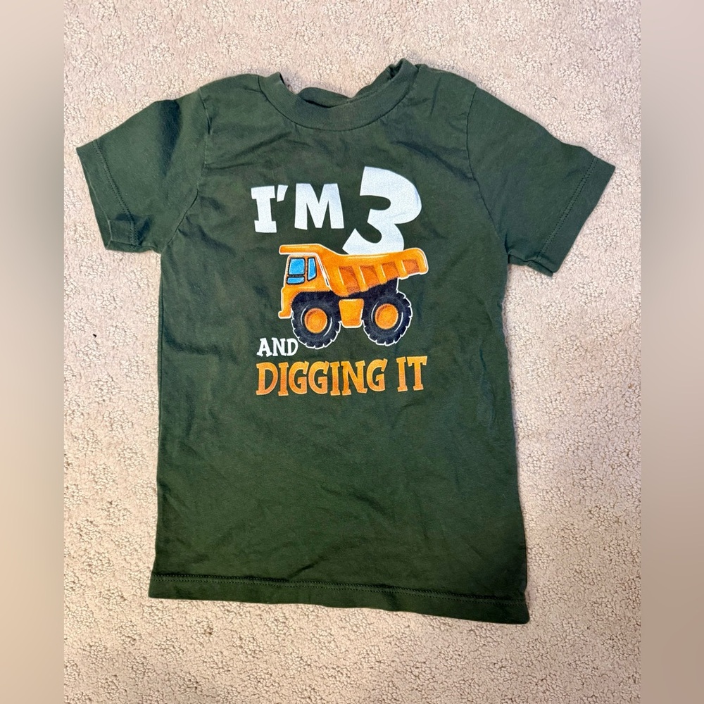 Port and Company Green I’m 3 Tee with Orange and White Design size 3T